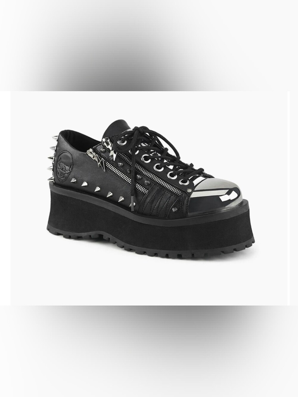 Demonia Black Combat Moto Boots with Silver Eyelets